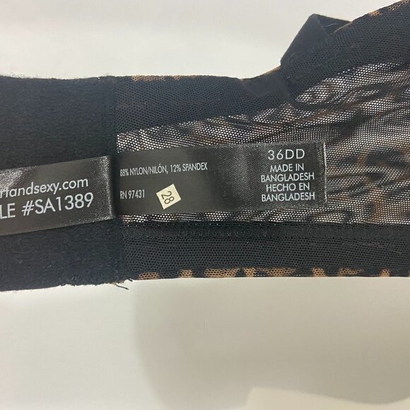 Smart & Sexy Bra Size 36DD Black Leopard Print Mesh Padded Underwire NWT - Picture 7 of 8